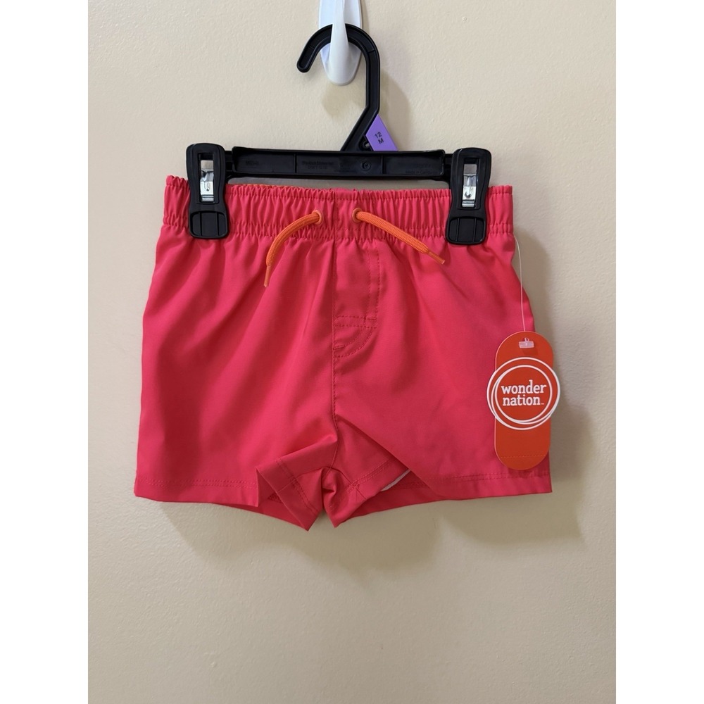 NEW Wonder Nation Baby Quick-Dry Coral Flame Swim Trunks, Size 12M UPF 50+ NWT